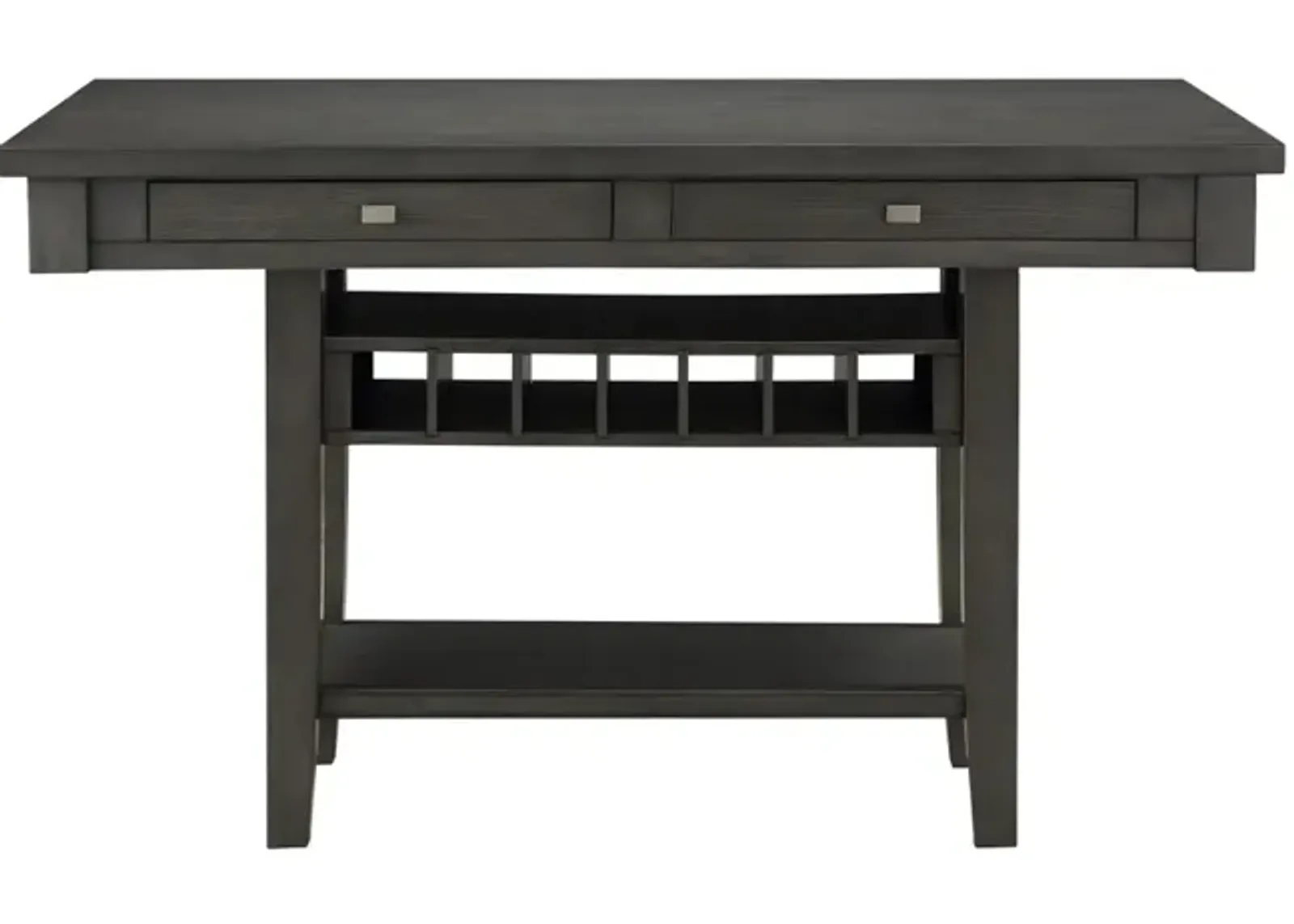 Transitional Gray Finish 1pc Counter Height Table with Storage Drawers Display Shelf Wine Rack Dining Furniture