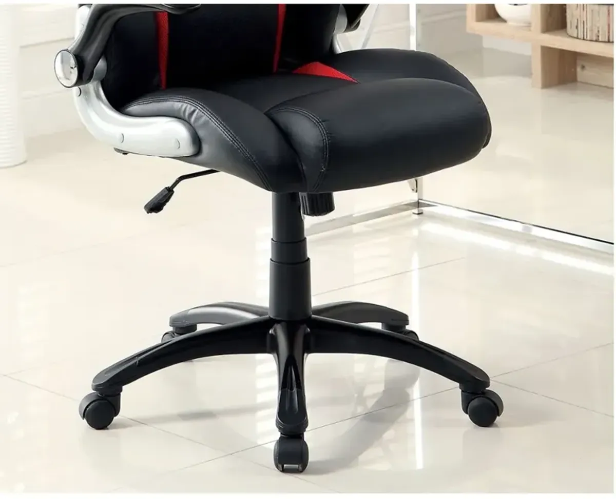 Adjustable Upholstered Office Chair, Black/Red, Padded Armrests