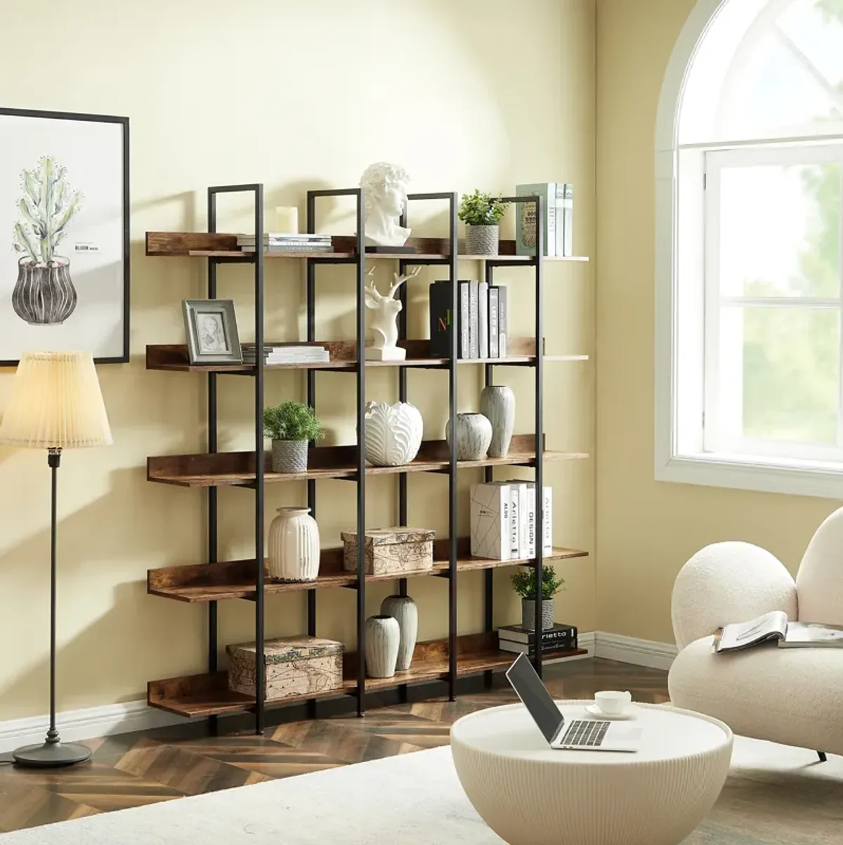 Merax Industrial  5 Tier Bookcase Open Bookshelf