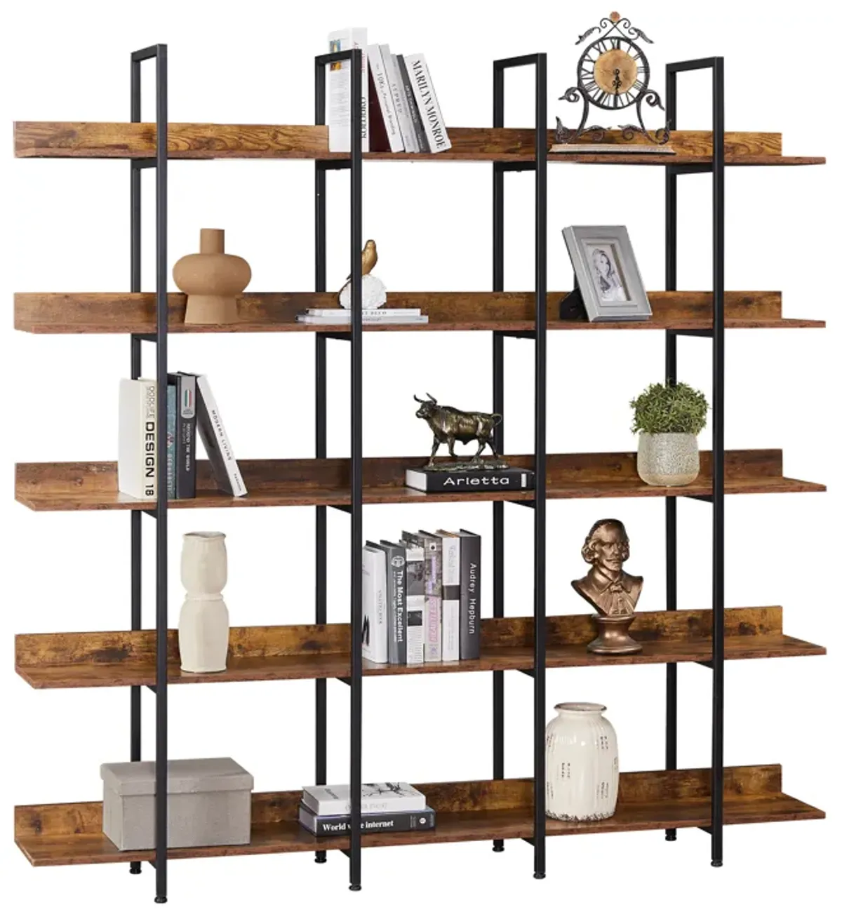 Merax Industrial  5 Tier Bookcase Open Bookshelf