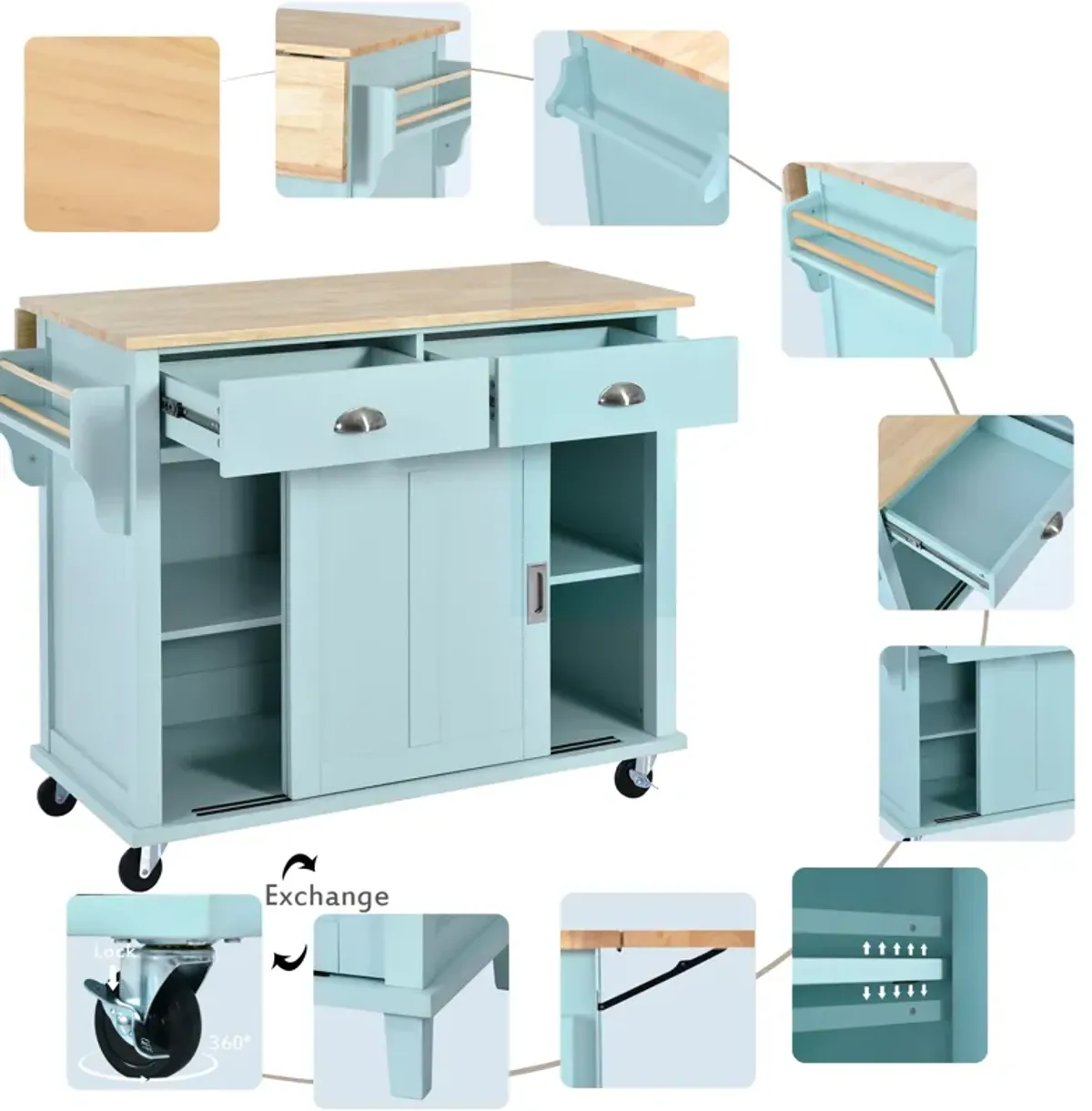 Merax Kitchen Island Cart