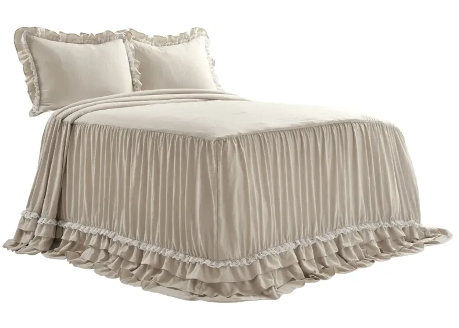 Ella Ruffle Lace Bedspread 3Pc Set