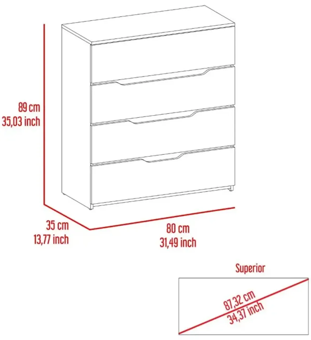 Dresser Oboe, Bedroom, White / Light Oak