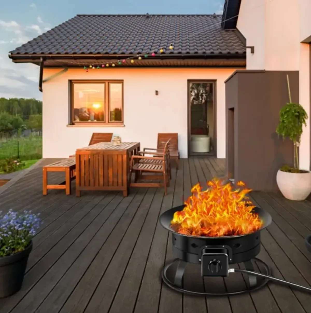 Hivvago 58 000BTU Firebowl Outdoor Portable Propane Gas Fire Pit with Cover and Carry Kit