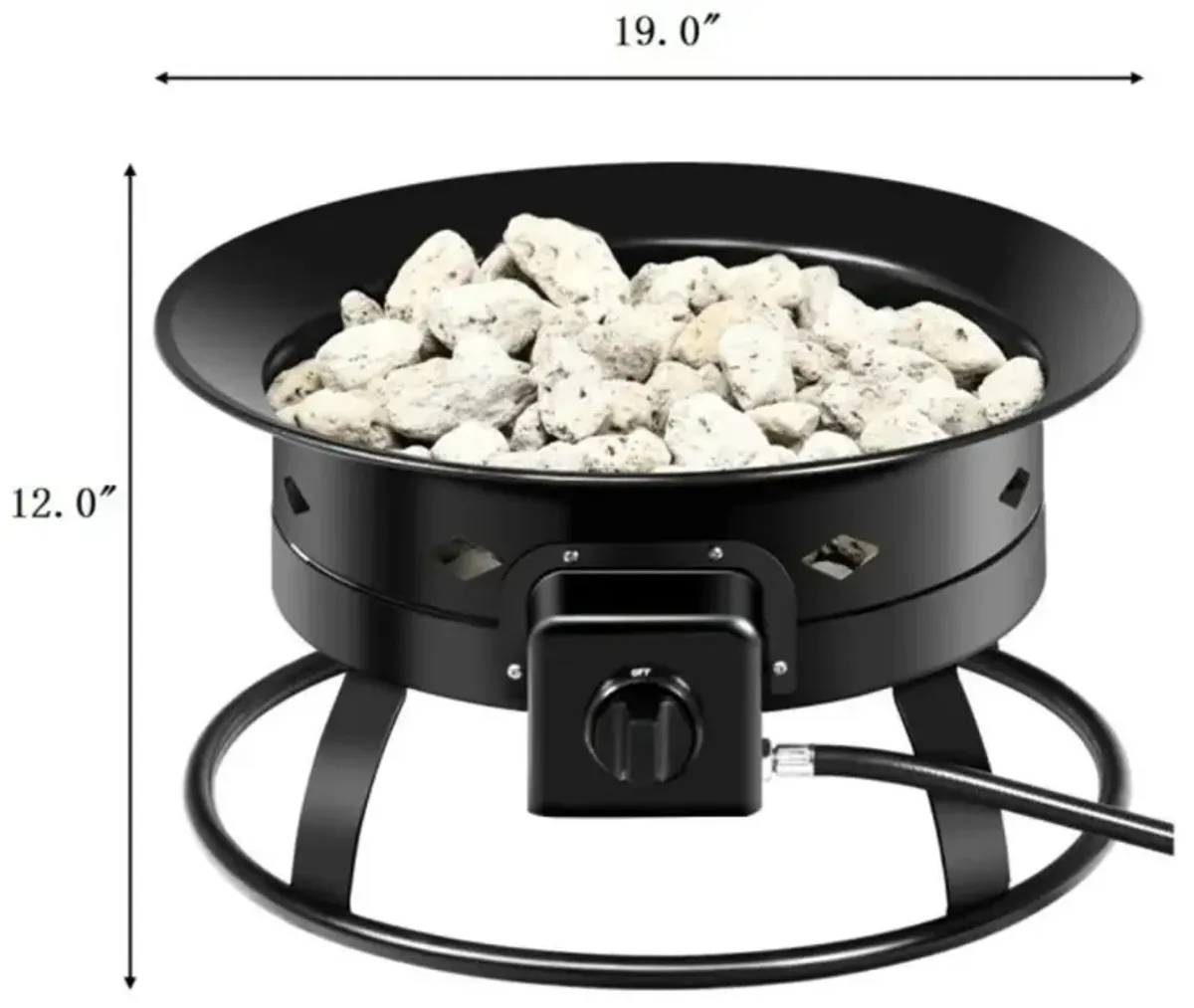 Hivvago 58 000BTU Firebowl Outdoor Portable Propane Gas Fire Pit with Cover and Carry Kit