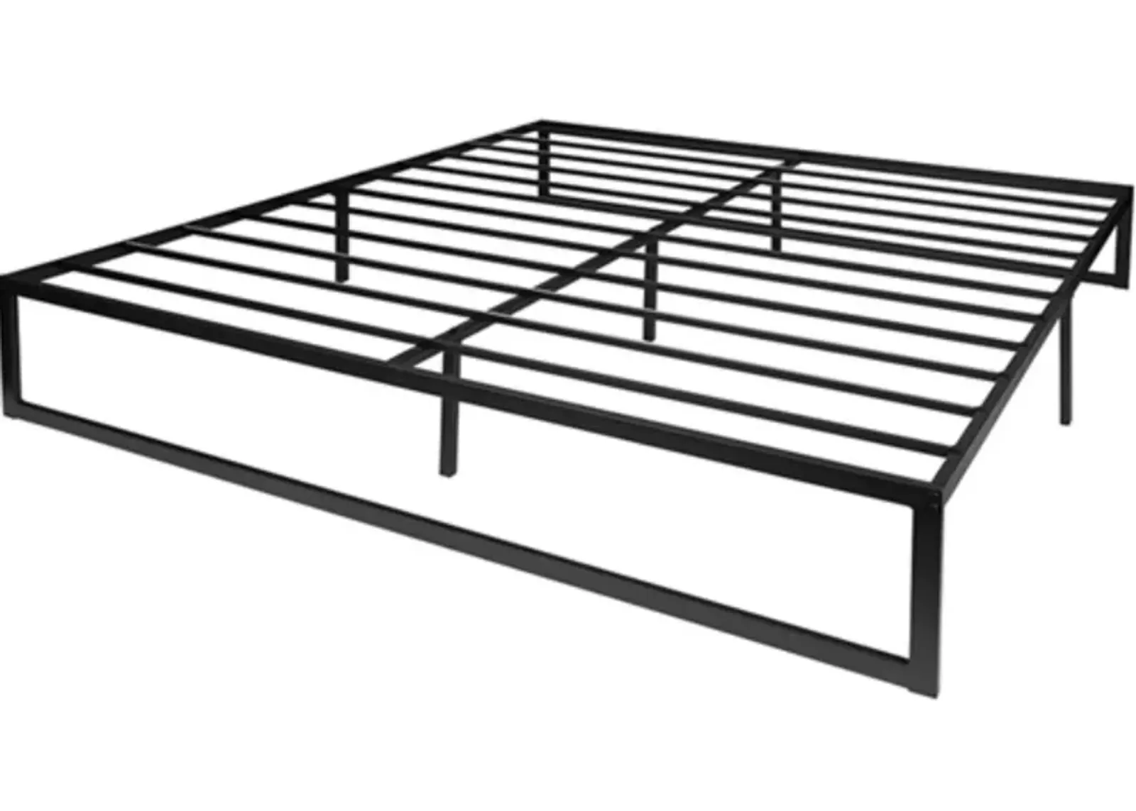 King Size 14 Inch Black Metal Steel Slat Platform Bed