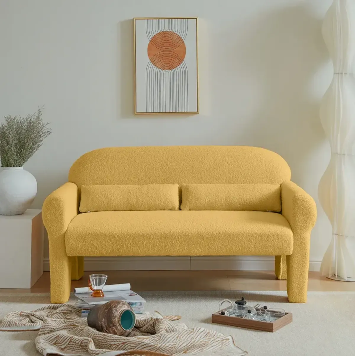 Modern Boucle Loveseat For Living Room