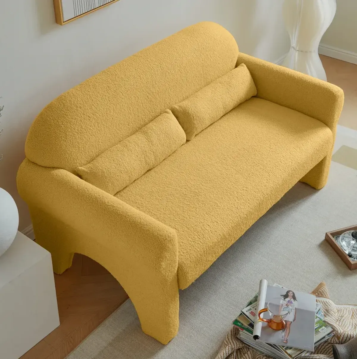 Modern Boucle Loveseat For Living Room