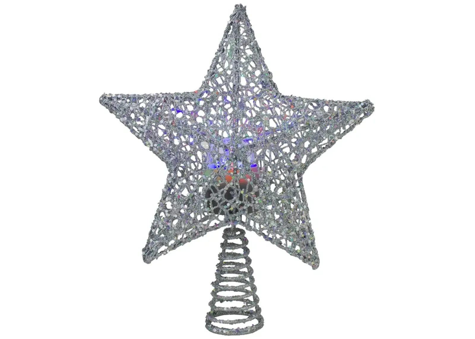 13" Lighted Silver Star with Rotating Projector Christmas Tree Topper - Multicolor LED Lights