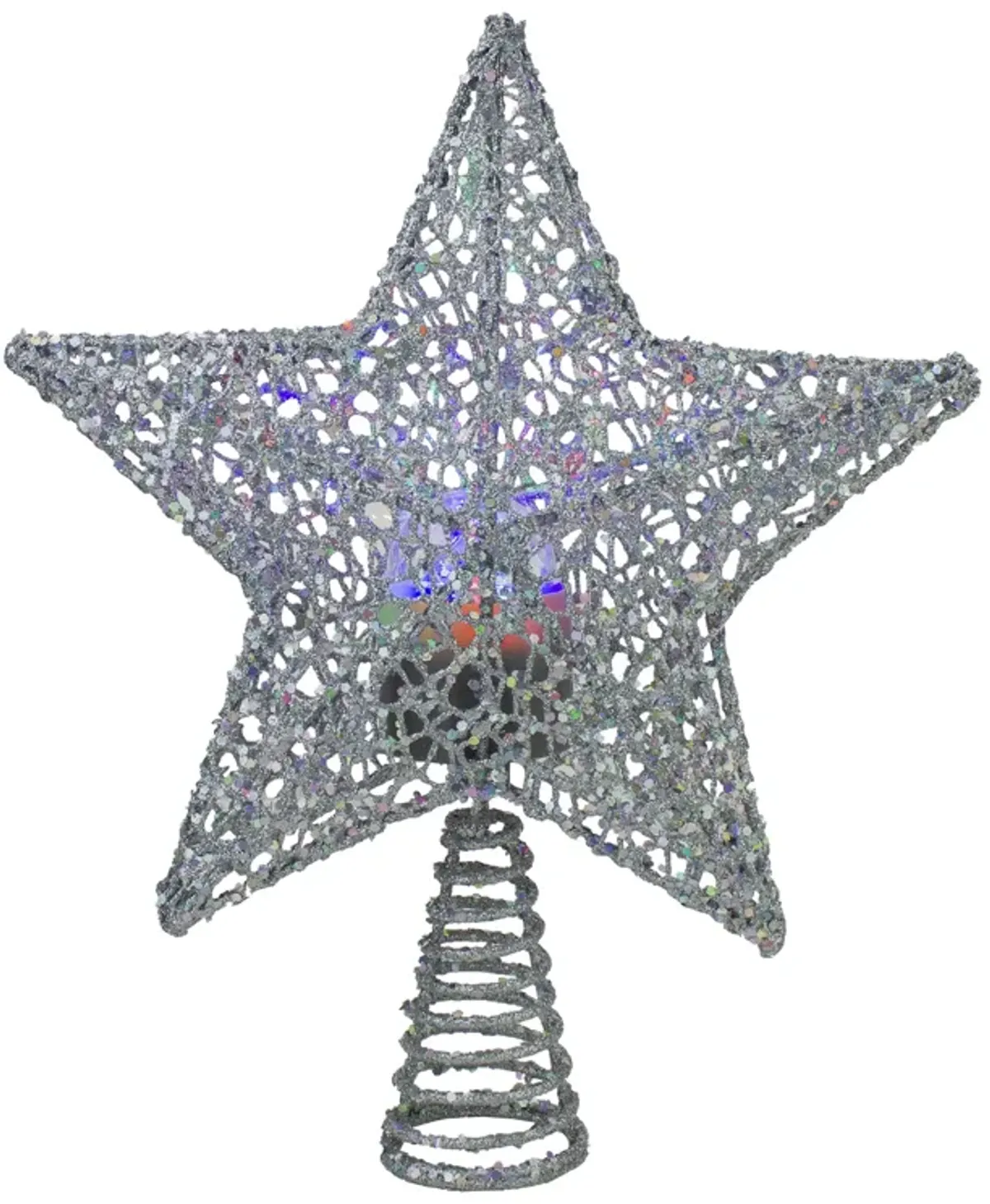 13" Lighted Silver Star with Rotating Projector Christmas Tree Topper - Multicolor LED Lights