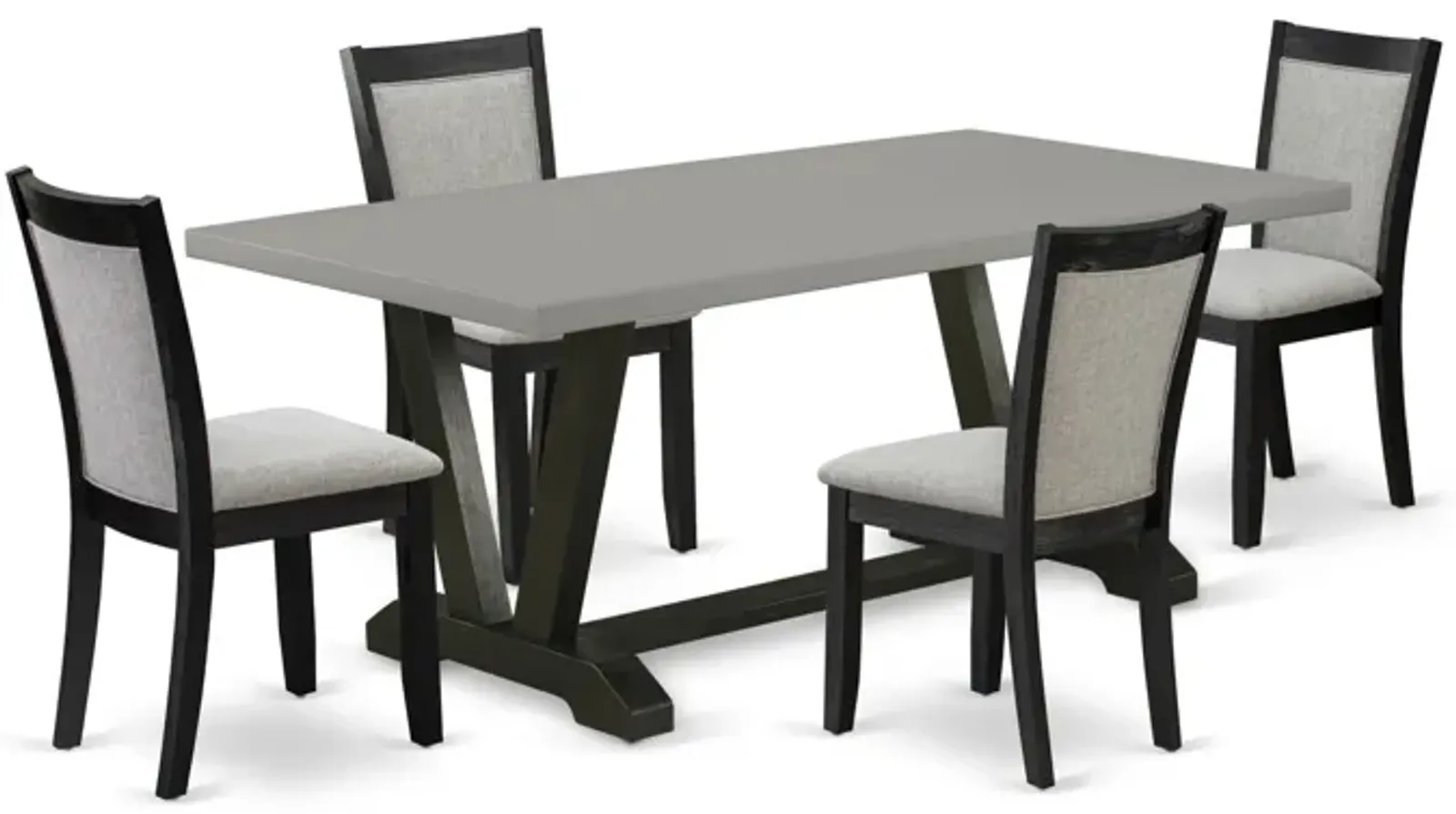 East West Furniture V697MZ606-5 5Pc Dining Set - Rectangular Table and 4 Parson Chairs - Multi-Color Color