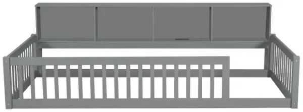 Merax Floor Bed with Storage Cabinets and USB Ports