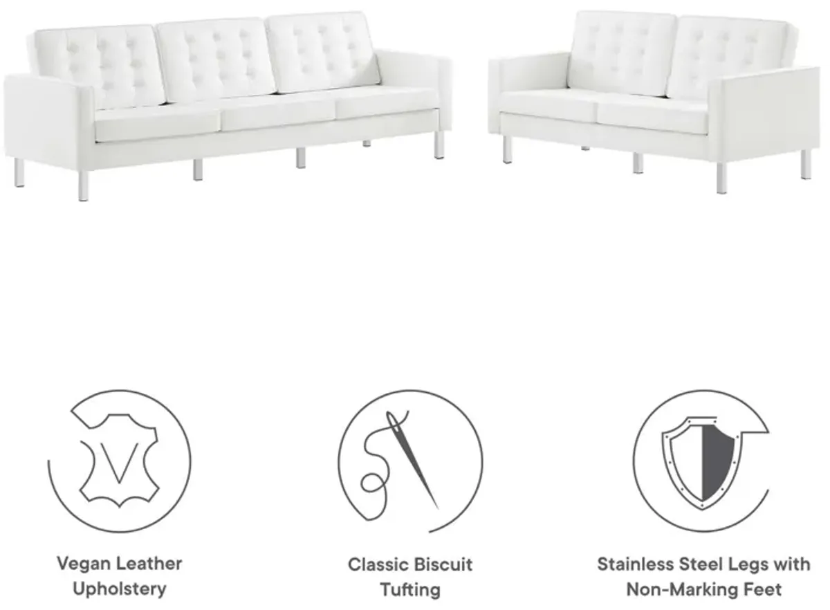 Loft Tufted Vegan Leather 2-Piece Furniture Set