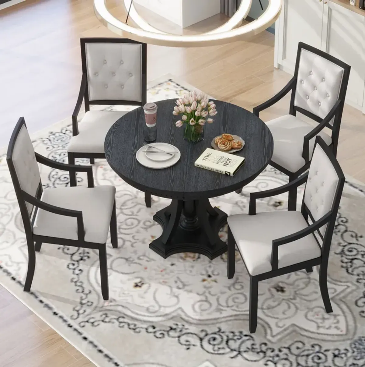 Merax Retro 5-piece Dining Round Table Set