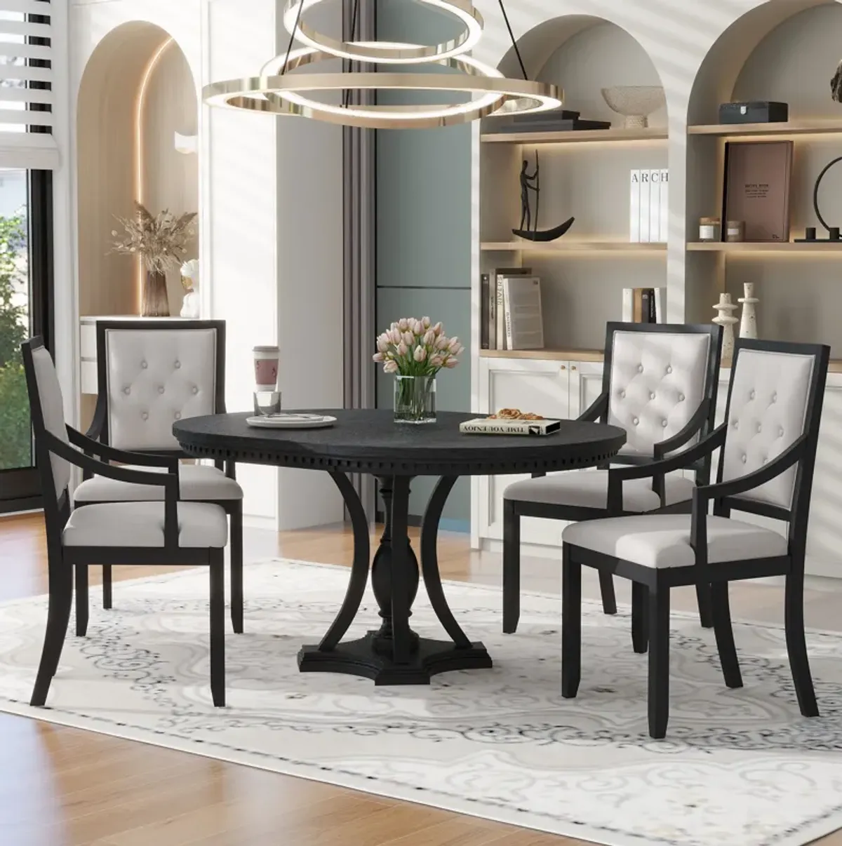 Merax Retro 5-piece Dining Round Table Set