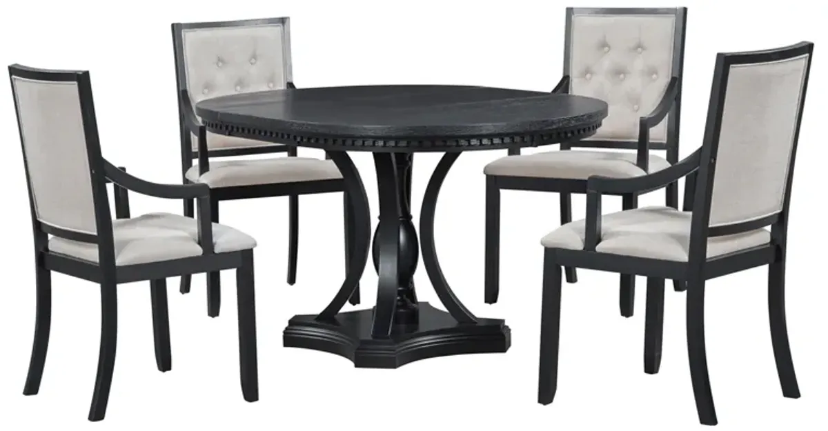 Merax Retro 5-piece Dining Round Table Set