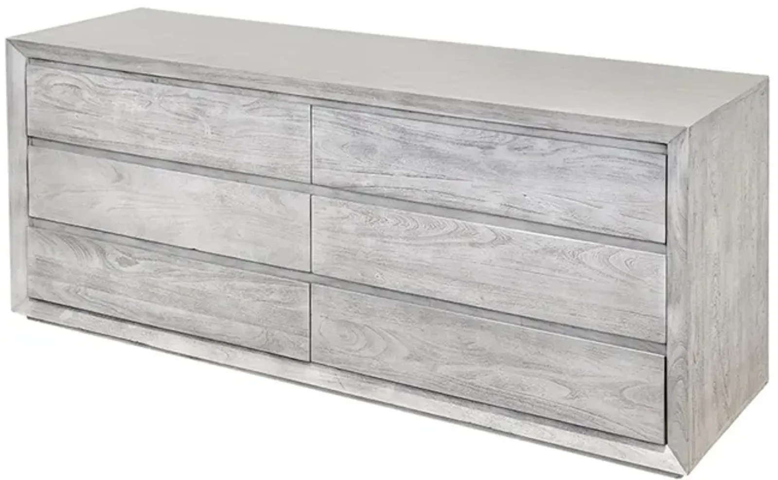 Benjara ROMO 71 Inch Wide Dresser, 6 Drawers, Natural Cream Finish, Acacia Wood and MDF