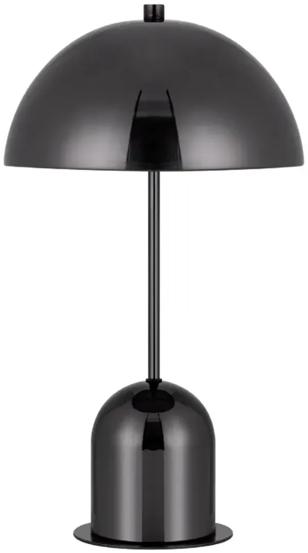 20 Inch Metal Accent Table Lamp Dome Shade, Black-Benzara