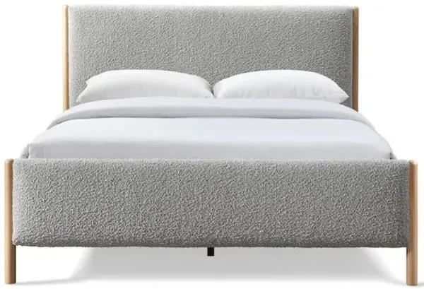 Omax Decor Liana Upholstered Platform Queen Bed in Gray Boucle Fabric