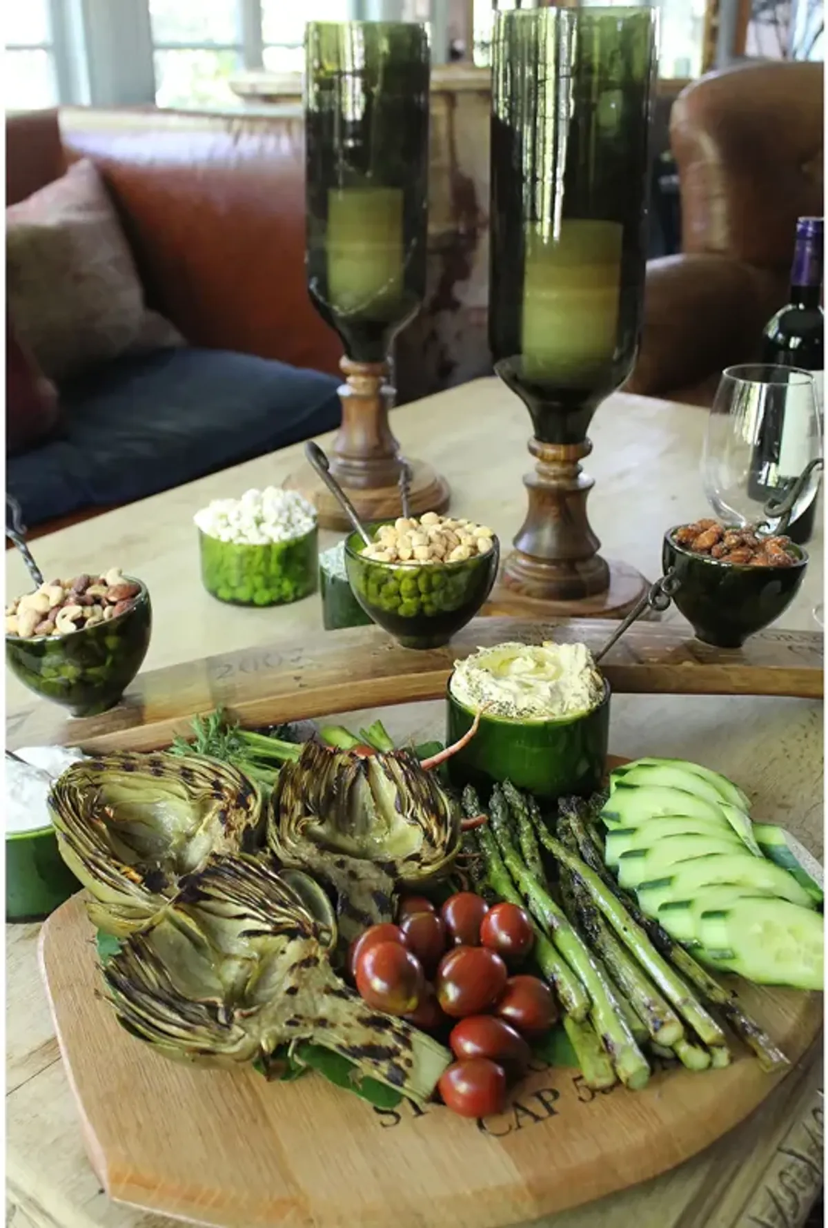 Green Glass Wine Bottom Bowl