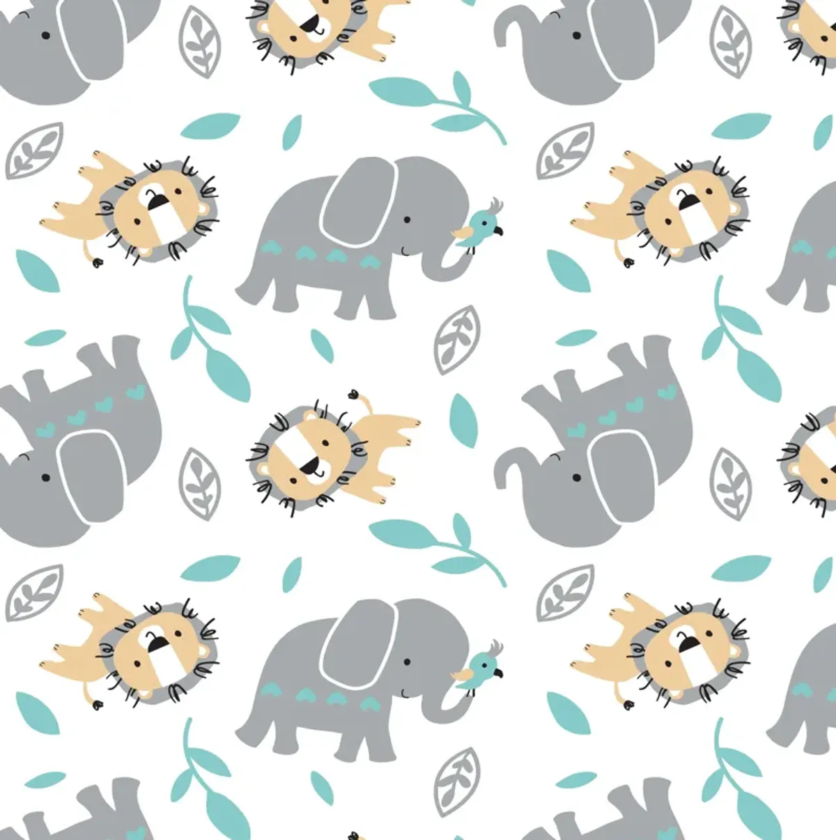 Bedtime Originals Jungle Fun Fitted Crib Sheet - Blue, Gray, White, Animals