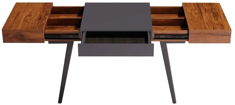 Techni Mobili Expandable Modern Desk with Storage, Mahogany