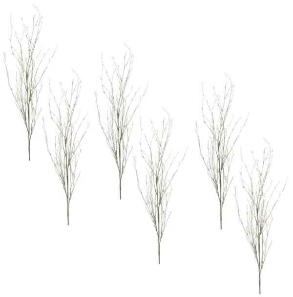 Set of 6 Glittered Decorative Branches for Holiday, Seasonal, and Home Decor