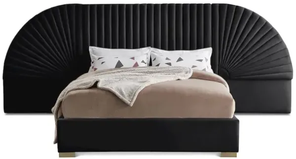 Meridian Furniture Cleo Black Velvet Queen Bed