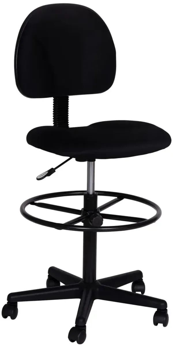 Flash Furniture Bruce Drafting Chair - Black Fabric Upholstery - Footring - 2 Cylinders