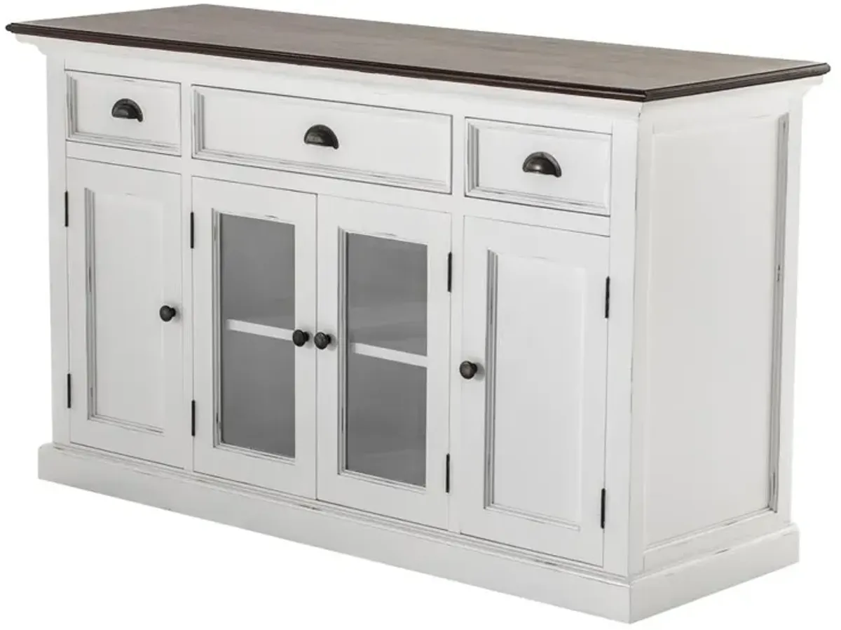 Belen Kox Shaker Style White Distress & Buffet with Glass Doors & Drawers, Belen Kox