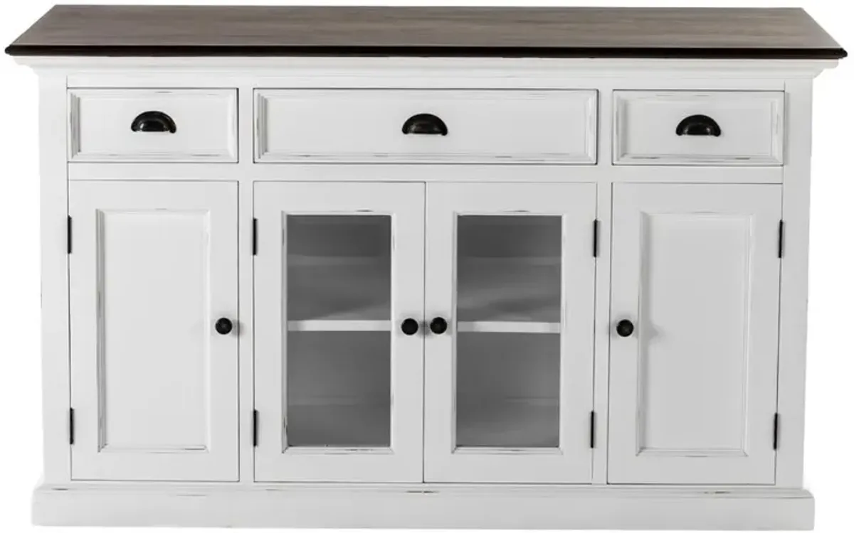 Belen Kox Shaker Style White Distress & Buffet with Glass Doors & Drawers, Belen Kox