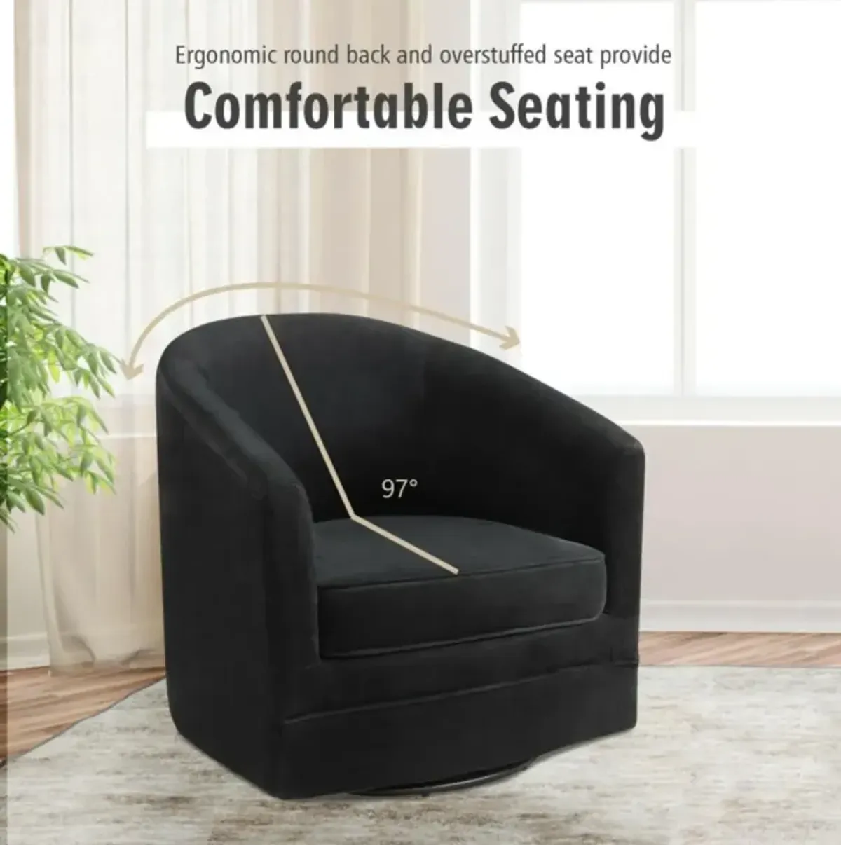 Hivvago Assembly Accent Chair with 360-Degree Swivel Metal Base for Living Room