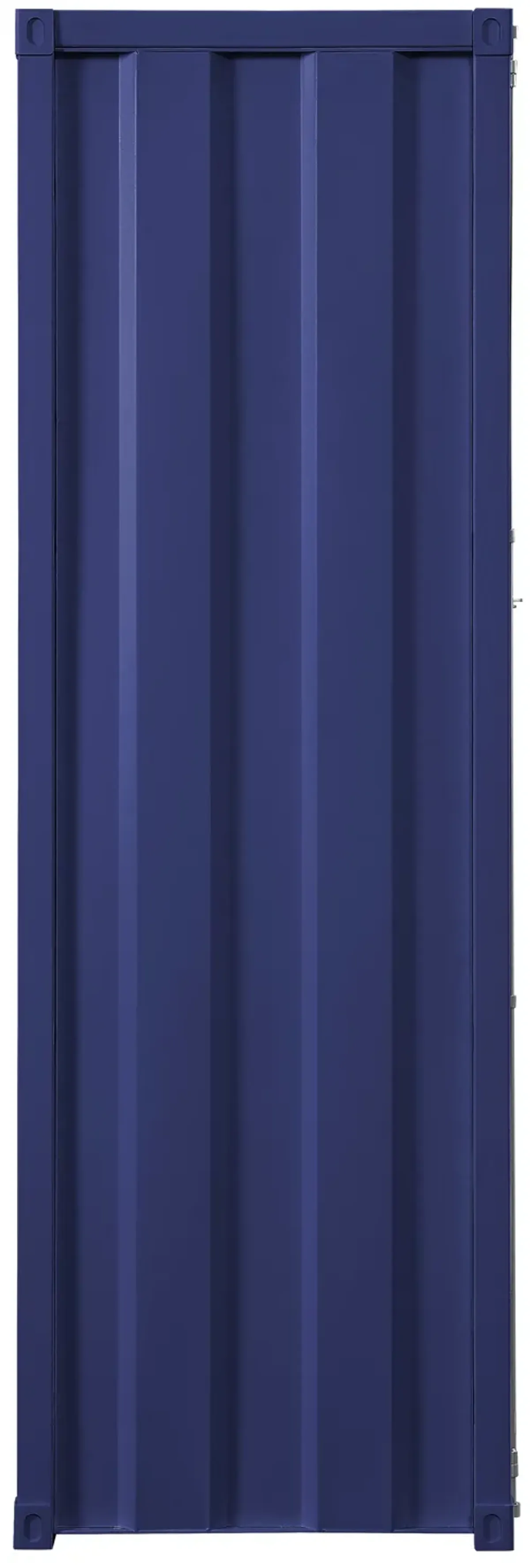 Industrial Style Metal Wardrobe with Recessed Door Front, Blue - Benzara