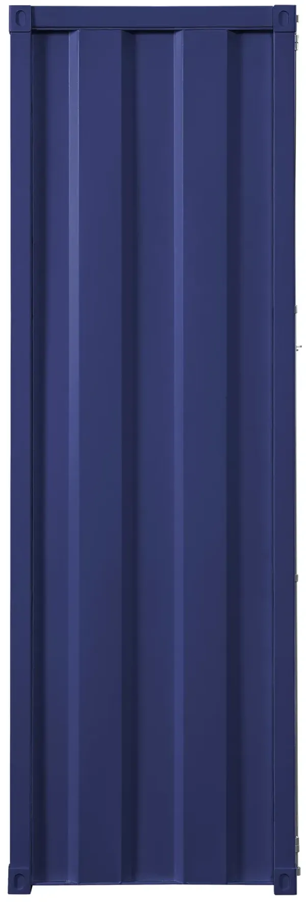 Industrial Style Metal Wardrobe with Recessed Door Front, Blue - Benzara