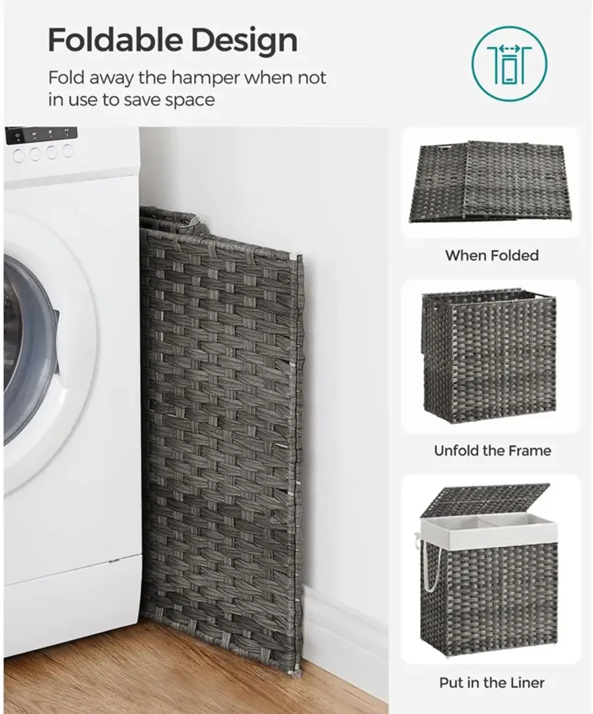 Collapsible Laundry Hamper Space-Saving Design with Easy-to-Carry Handles