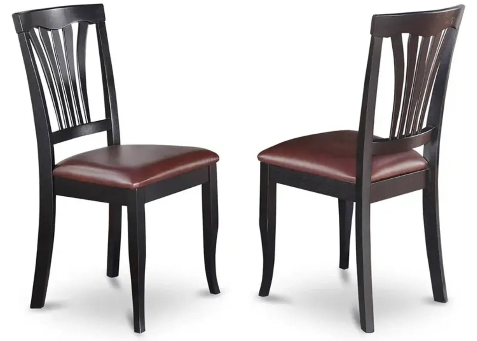 East West Furniture Avon  Chair  for  dining  room  With  Faux  Leather  Seat  -  Black    Finish,  Set  of  2