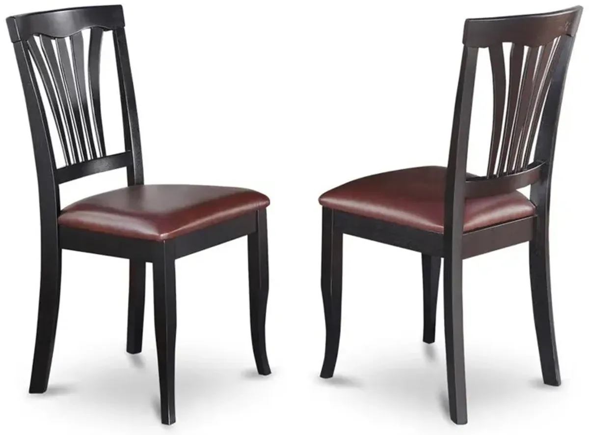 East West Furniture Avon  Chair  for  dining  room  With  Faux  Leather  Seat  -  Black    Finish,  Set  of  2