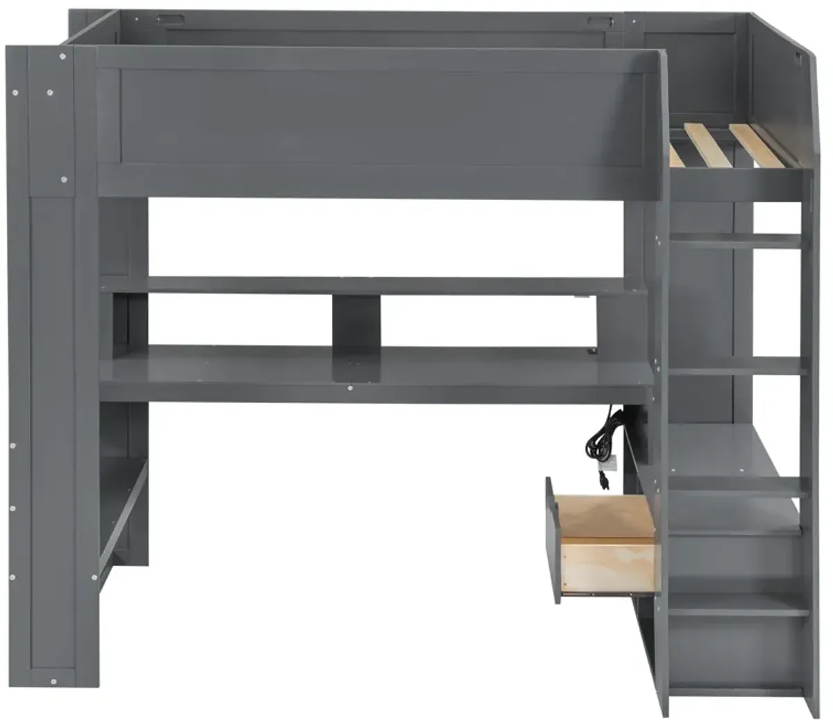 Merax Gaming Loft Bed with Desk and LED Light