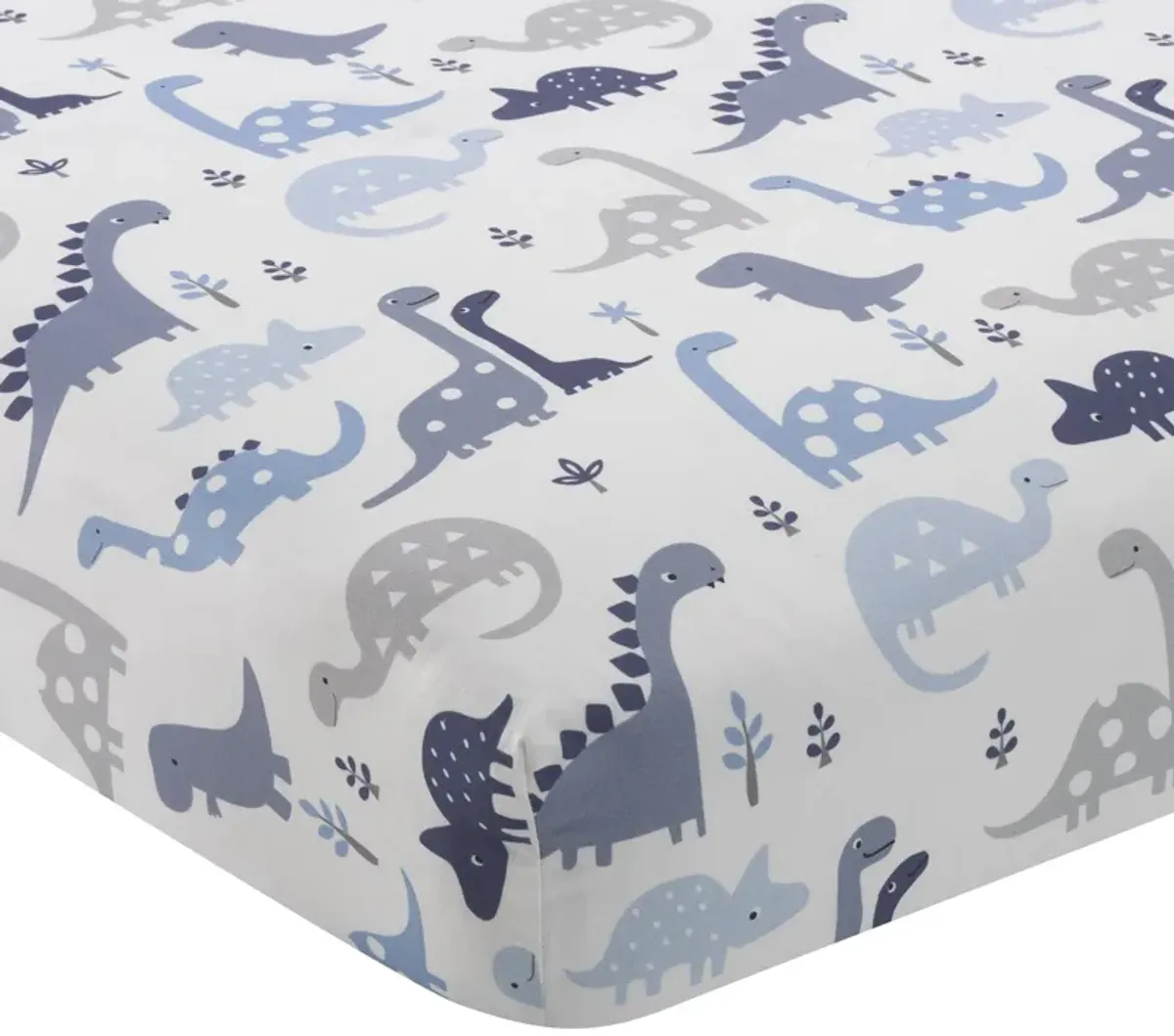 Bedtime Originals Roar Blue/Gray/White Dinosaur Baby Fitted Crib Sheet