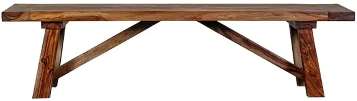 Porter Designs Kalispell Solid Sheesham Wood Dining Bench, Brown