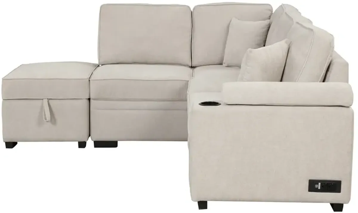 Merax 2 in 1 Pull Out Sofa Bed L Shape Couch