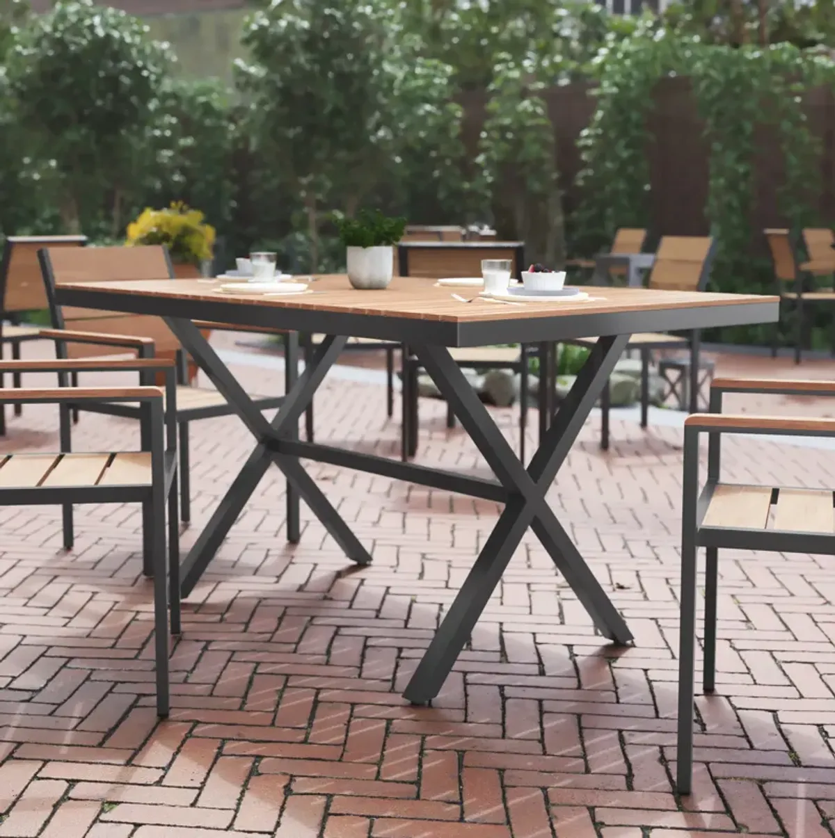 Faux Teak Restaurant Table