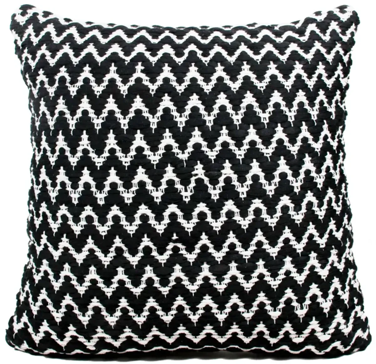 20" White and Black Chevron Square Throw Pillow