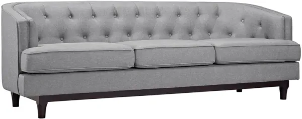 Modway Coast Fabric Upholstered Contemporary Modern Sofa, Light Gray