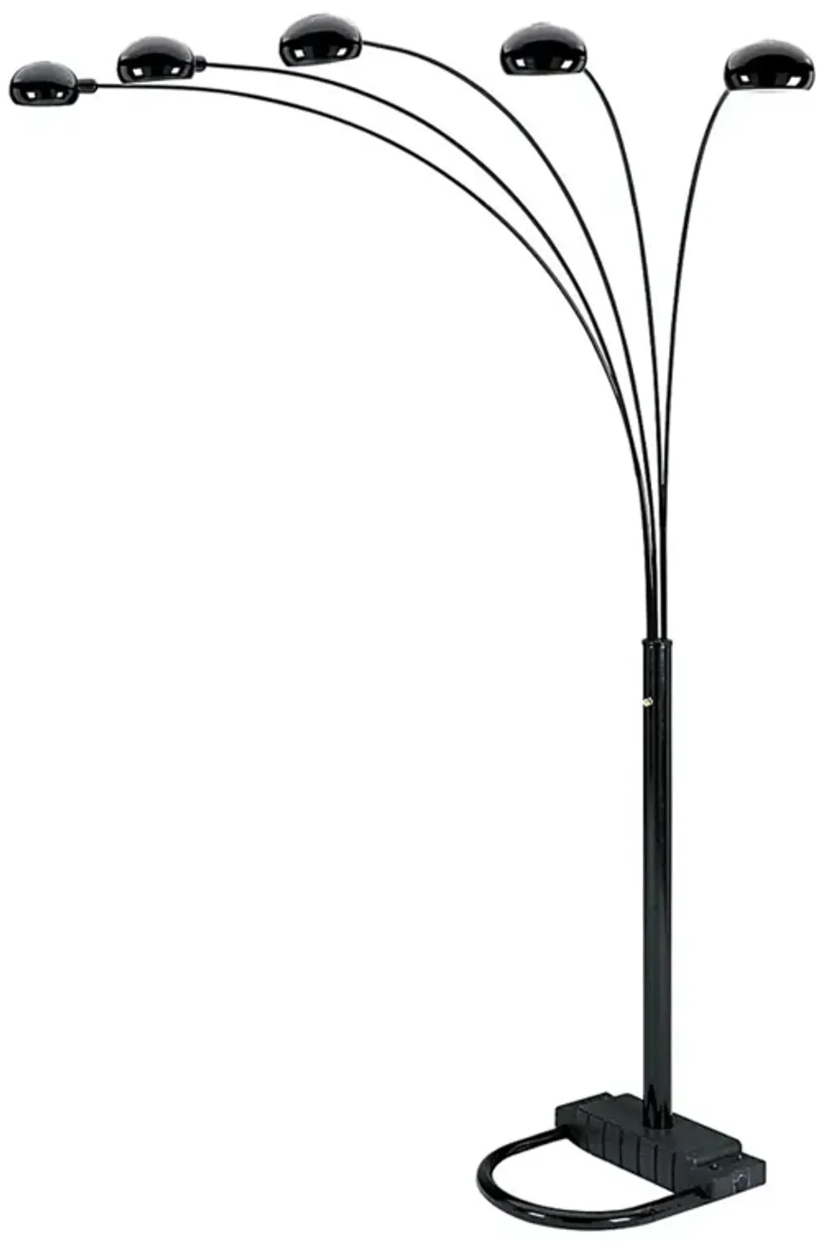 Hivvago 84" Black Five Light Arc Floor Lamp With Black Dome Shade