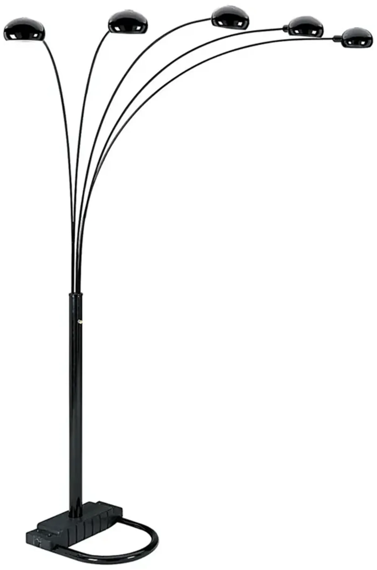 Hivvago 84" Black Five Light Arc Floor Lamp With Black Dome Shade