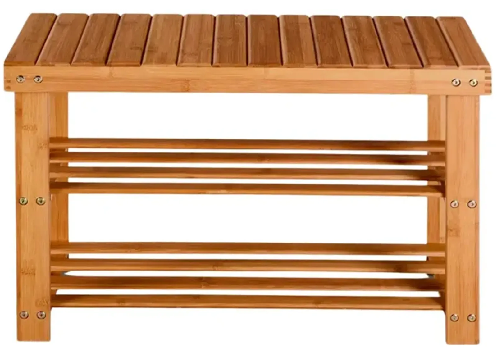 2-Tier Bamboo Shoe Bench Entryway Storage Racks