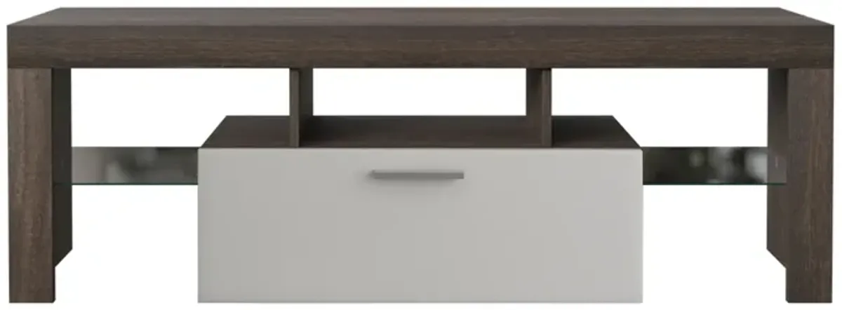 Hivvago Easy and Quick Assembly Modern TV Stand with Toughened Glass Shelf