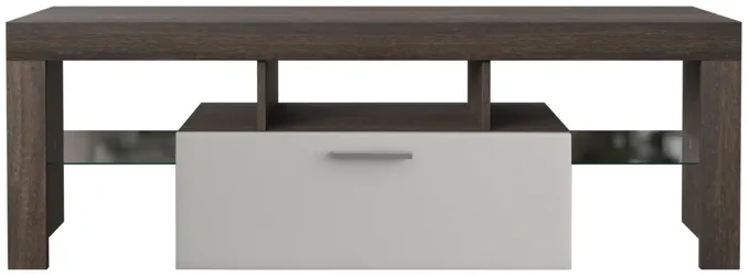 Hivvago Easy and Quick Assembly Modern TV Stand with Toughened Glass Shelf