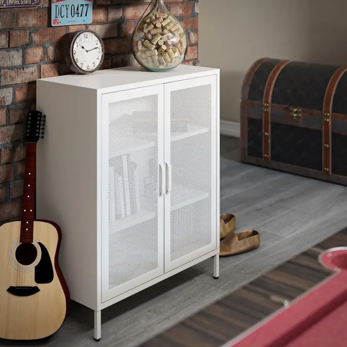 Shadwick 2 Door Storage Cabinet-Mesh Metal Locker